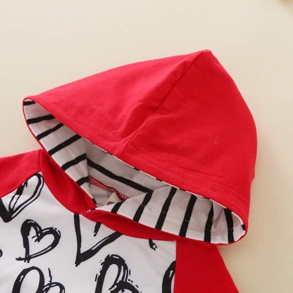 Newborn Baby Girls Boys Valentines' Day Outfits Hooded Sweatshirt Long Sleeve T-Shirt Top + Pants Set (Red, 18.24 Months)