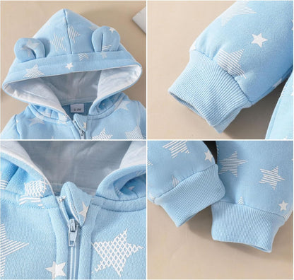 Newborn Baby Girl Winter Outfit Hooded Jumpsuit Infant One Piece Romper Baby Warm Snowsuit Clothes Gifts Set