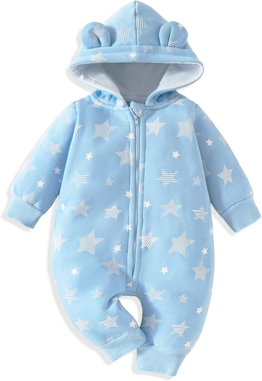 Newborn Baby Girl Winter Outfit Hooded Jumpsuit Infant One Piece Romper Baby Warm Snowsuit Clothes Gifts Set
