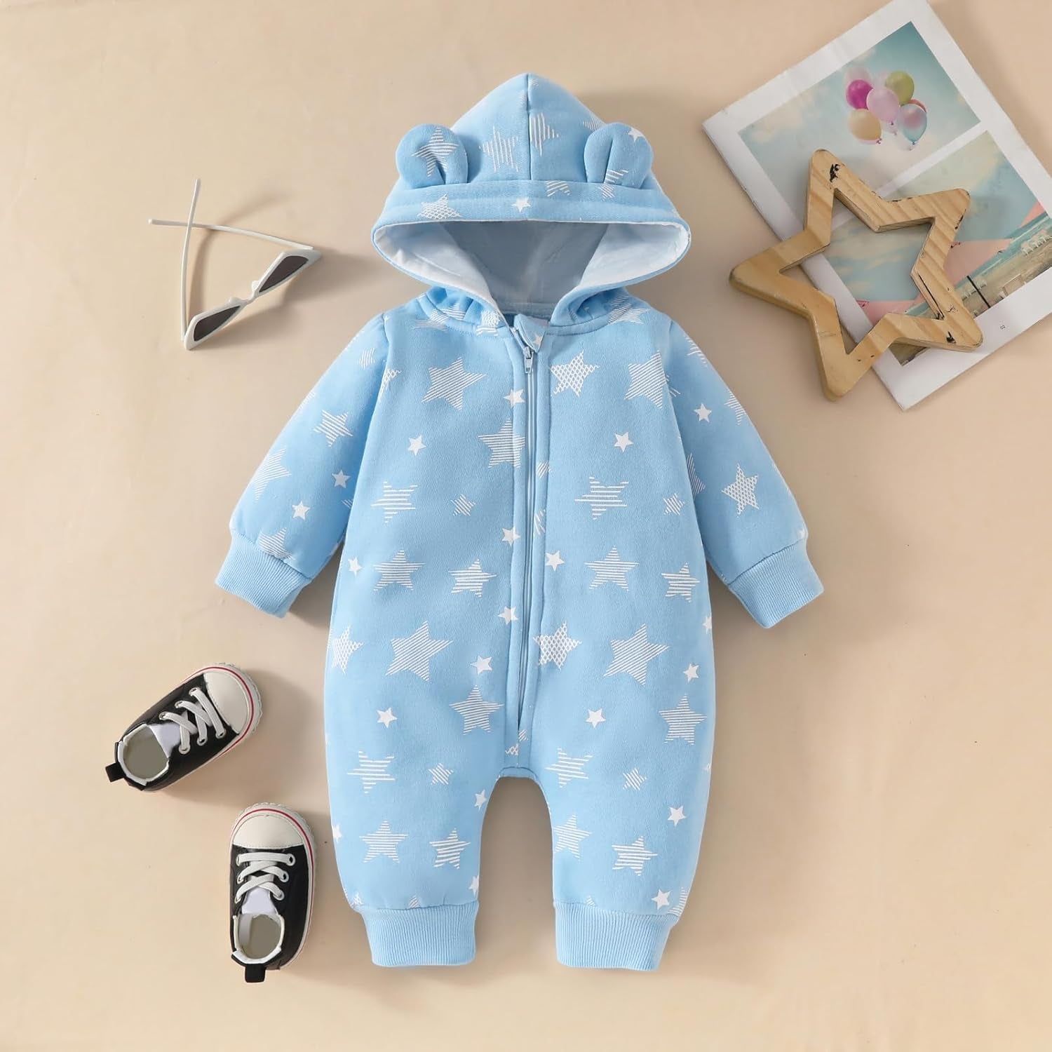 Newborn Baby Girl Winter Outfit Hooded Jumpsuit Infant One Piece Romper Baby Warm Snowsuit Clothes Gifts Set